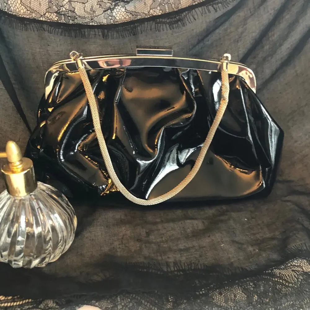 Kenneth Cole Patent Leather Silver-Tone Purse